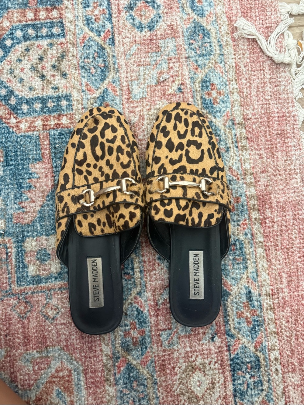 Steve Madden Leopard-Print Slip-On Mules with Gold Bit